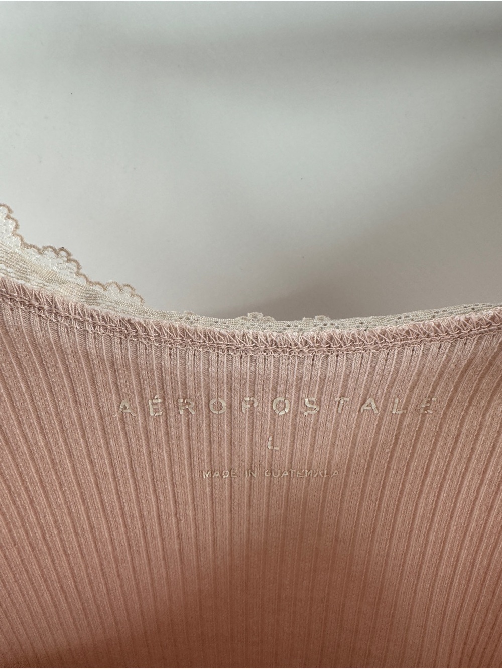 Aeropostale Light Pink Lace Trim Ribbed Crop Top Women's Large - Picture 4 of 8